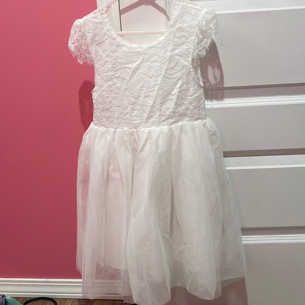 Toddler Girls White Lace and Tulle Dress Size 4T-5T